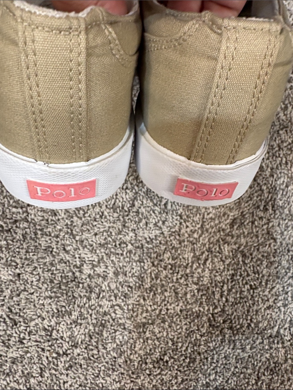Polo Ralph Lauren Khaki/Pink Canvas Sneakers - Picture 5 of 8